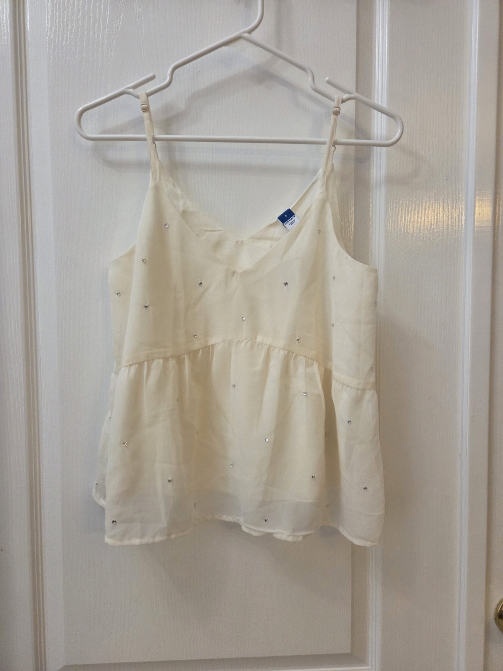 NWT Old Navy Rhinestone Cream Peplum Camisole Top